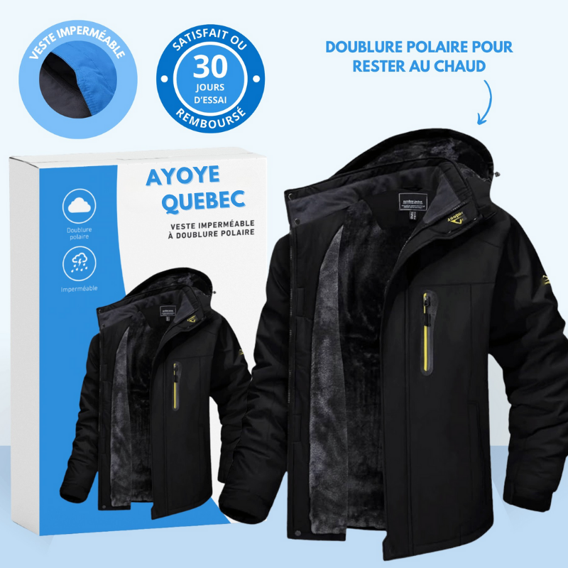 Veste imperméable à doublure polaire – coupe-vent - capuche amovible