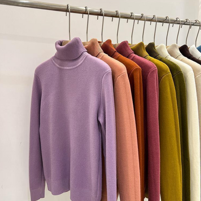 Pull Tricot Doublé Polaire à Col Montant