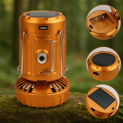 🔦 Lanterne de camping LED 3-en-1 avec ventilateur