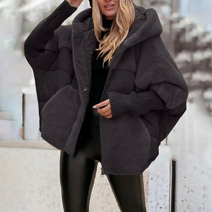 MailleNord™ – Manteau bouffant oversize patchwork | capuche protectrice | poignets côtelés | chaleur légère